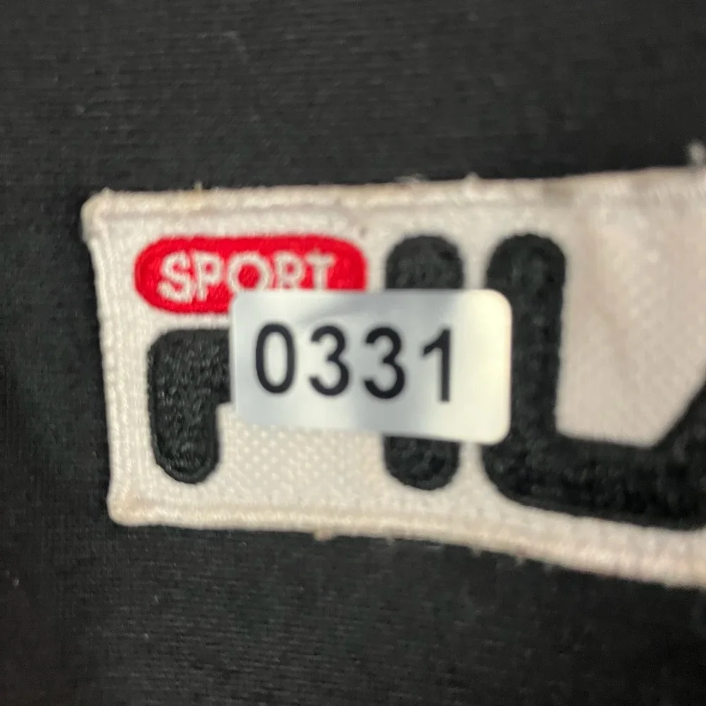 FILA Sport Track Jacket Black White Stripe Full Zip‎ Retro Athletic Mens Large